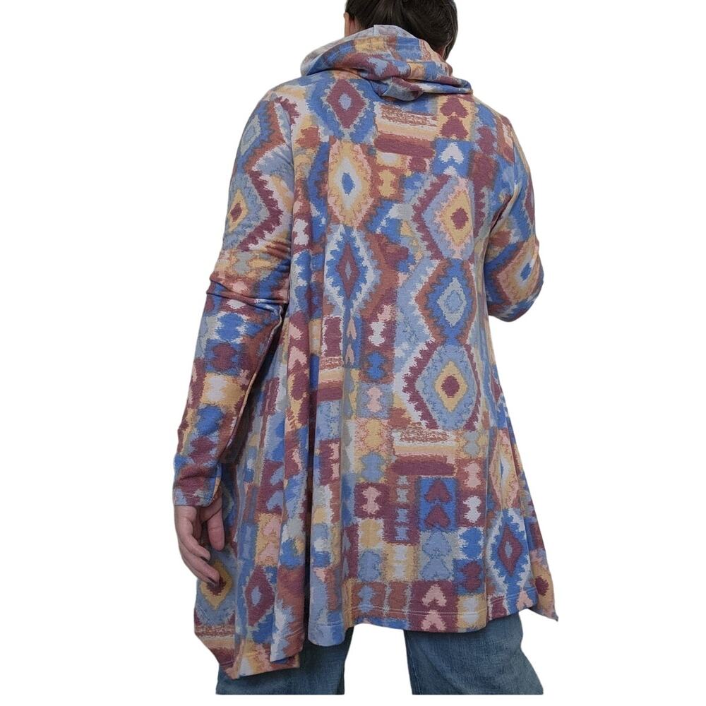 Savanna Jane Southwest Boho Cardigan Hooded Sweater Geometric Size Small